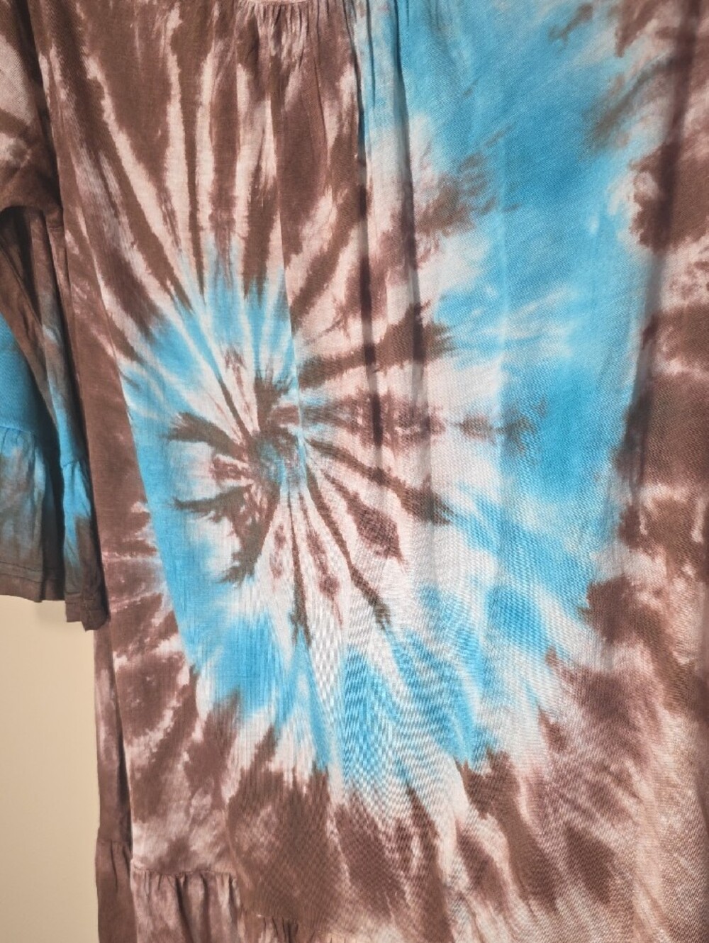 Indigo Thread Co. NIB Tie-Dye Ruffle Tunic | Size L | Boho Bell Sleeve Top - Picture 4 of 7